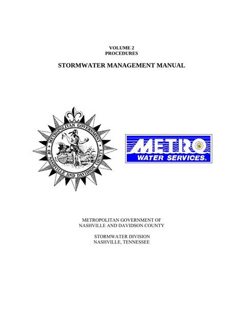 Stormwater Management Manual. . Metro nashville stormwater manual